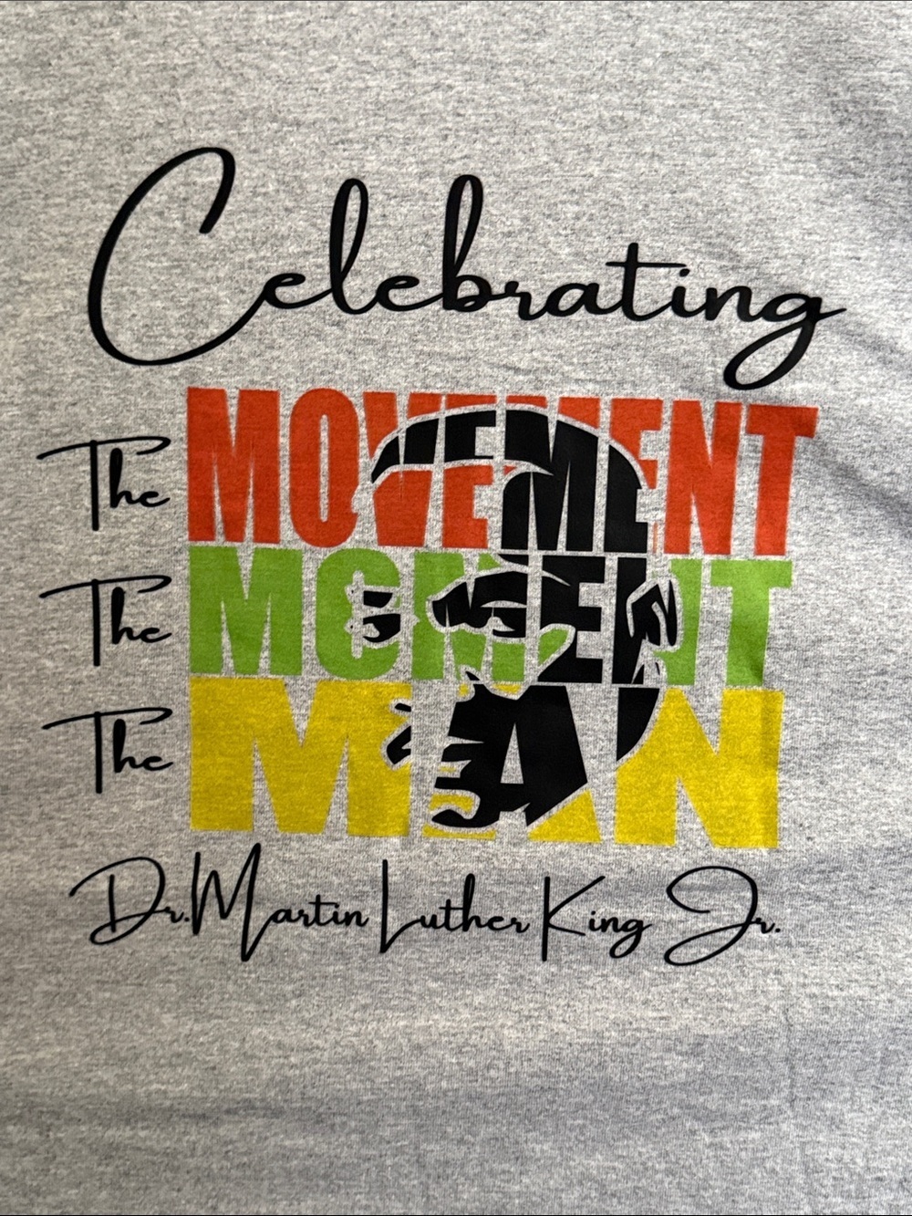 MLK Gildan Gray Short-Sleeve Tee with Red, Green & Yellow Graphic - Picture 4 of 8